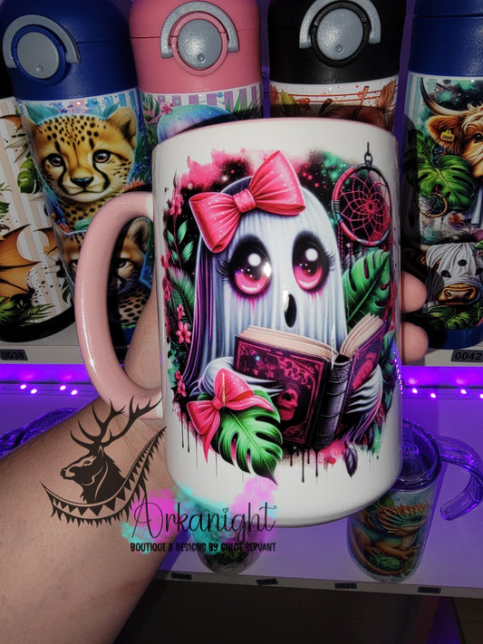 Tasse en céramique sur commande - Fantôme Rose Lecture