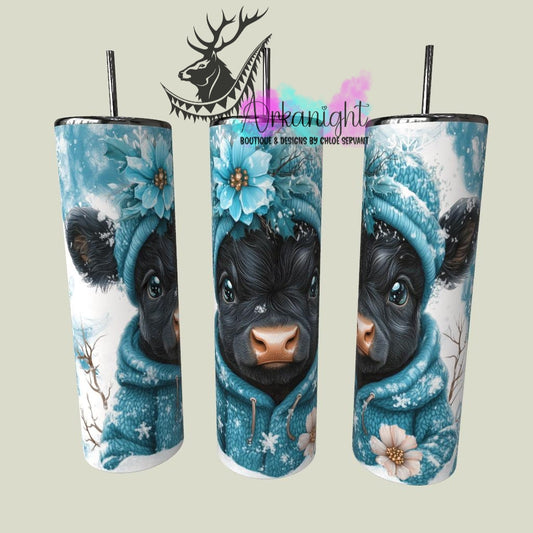 Numérique - Collection Hiver & Noël  2025 - Vache Highland Noire - Bleu