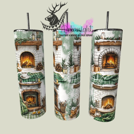 Numérique - Collection Hiver & Noël  2025 - Cheminée de Noël- Verte