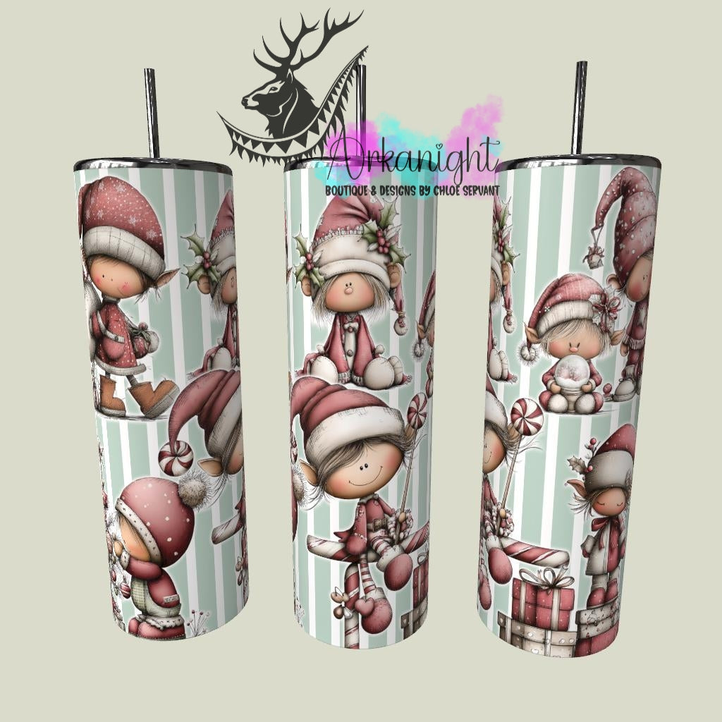 Gourde sur commande - Collection Hiver & Noël 2025 Vintage - Elfes Festives - Verte