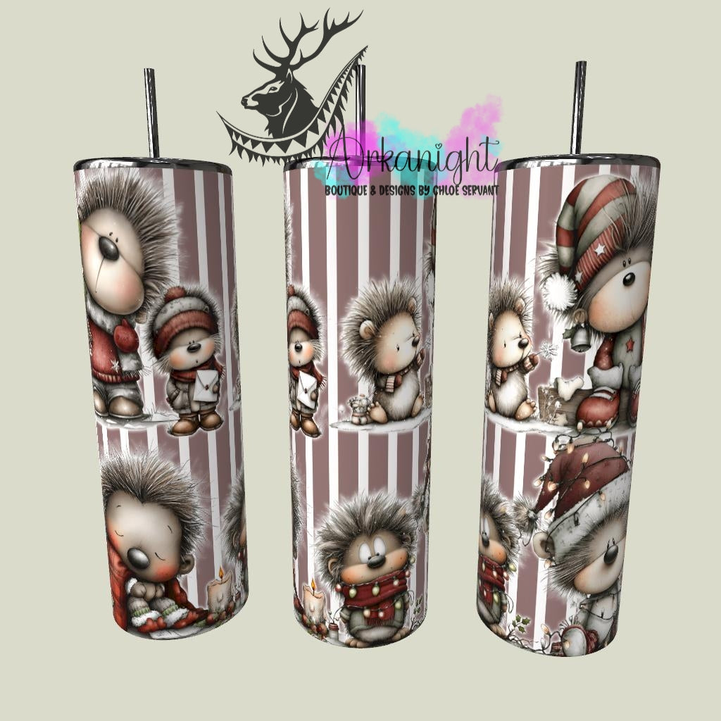 Gourde sur commande - Collection Hiver & Noël 2025 Vintage - Hérissons Festifs