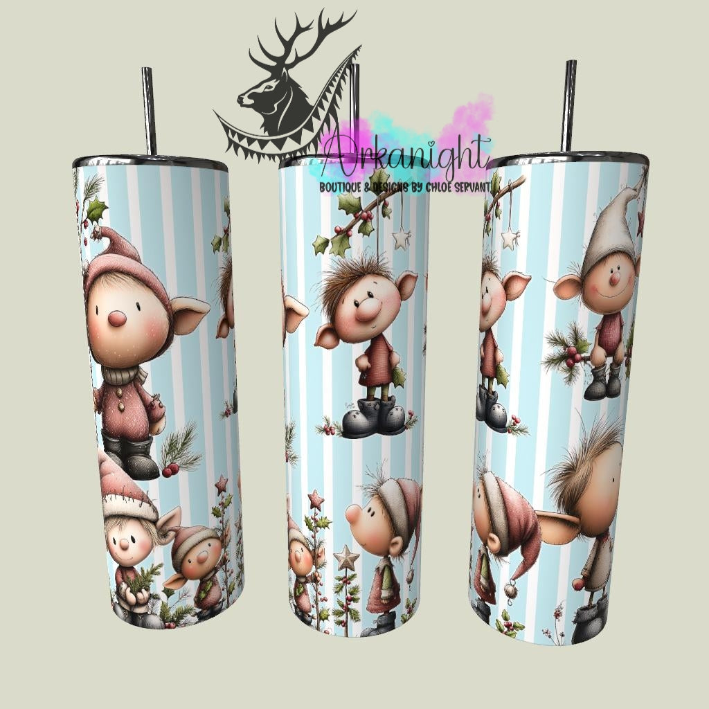 Gourde sur commande - Collection Hiver & Noël 2025 Vintage - Elfes Festifs - Bleu