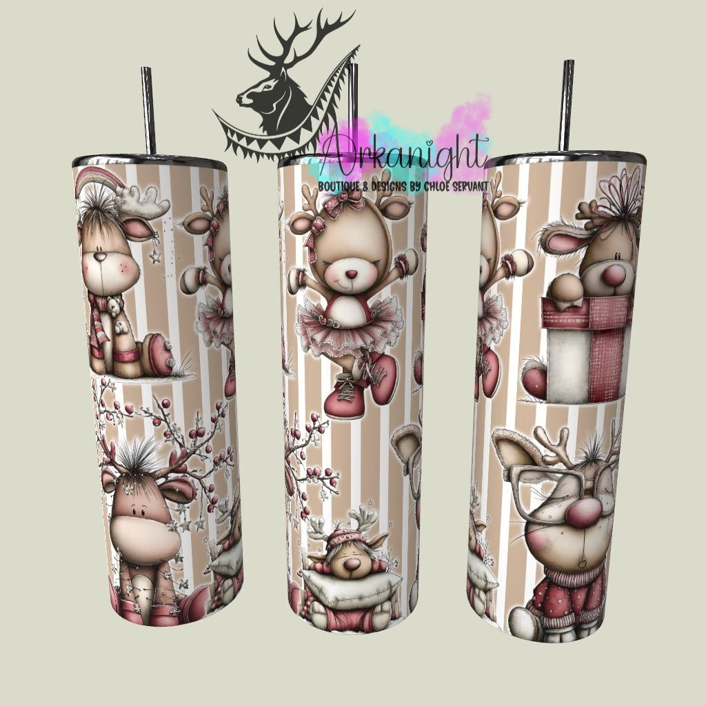 Gourde sur commande - Collection Hiver & Noël 2025 Vintage - Cerfs Festifs