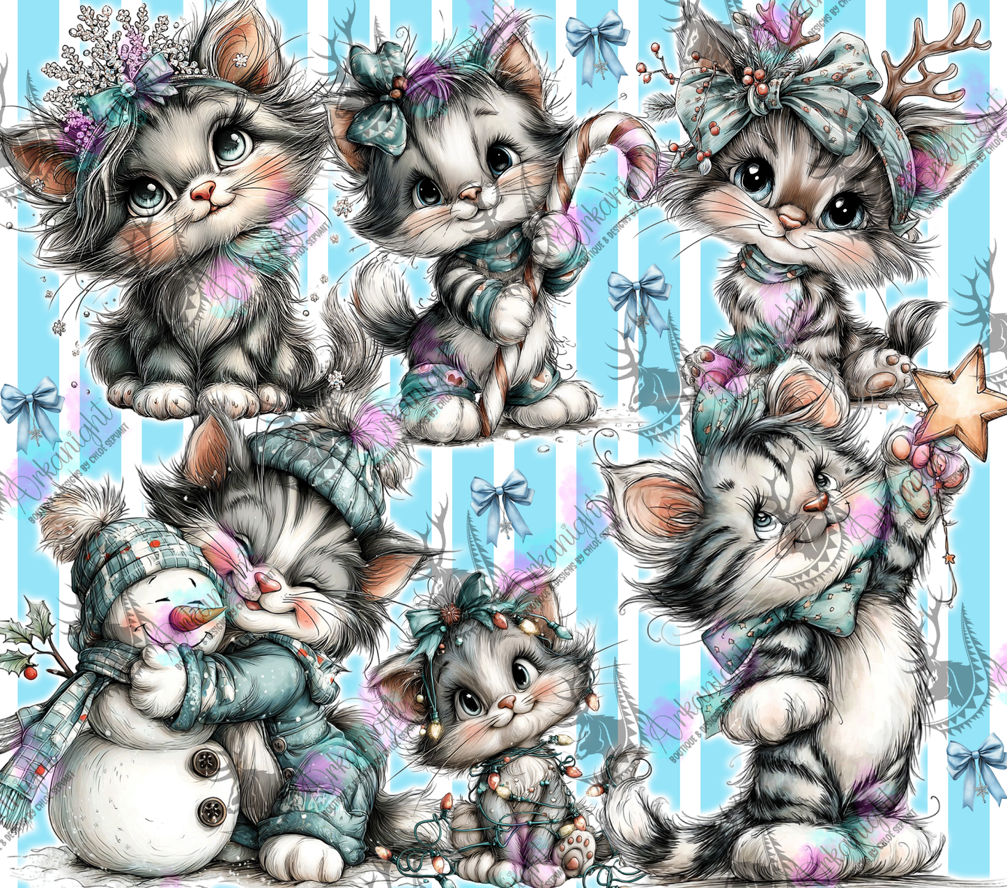 Numérique - Collection Hiver & Noël 2025 Vintage - Chatons Festifs