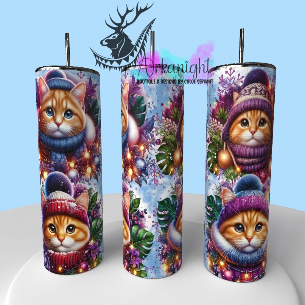 Gourde sur commande - Collection Hiver , Monstera & Chats  - Chat Orange Poil Court