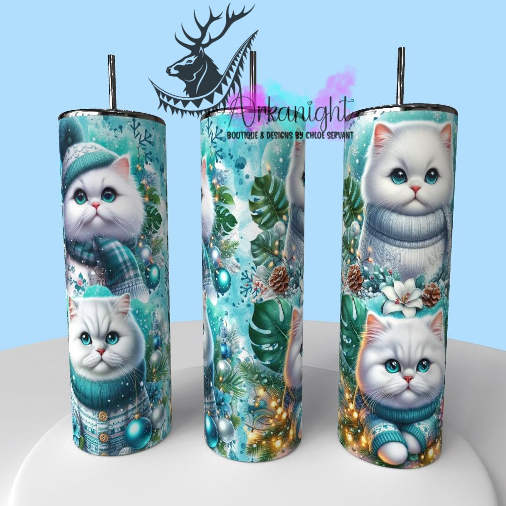 Gourde sur commande - Collection Hiver , Monstera & Chats  - Persan Blanc