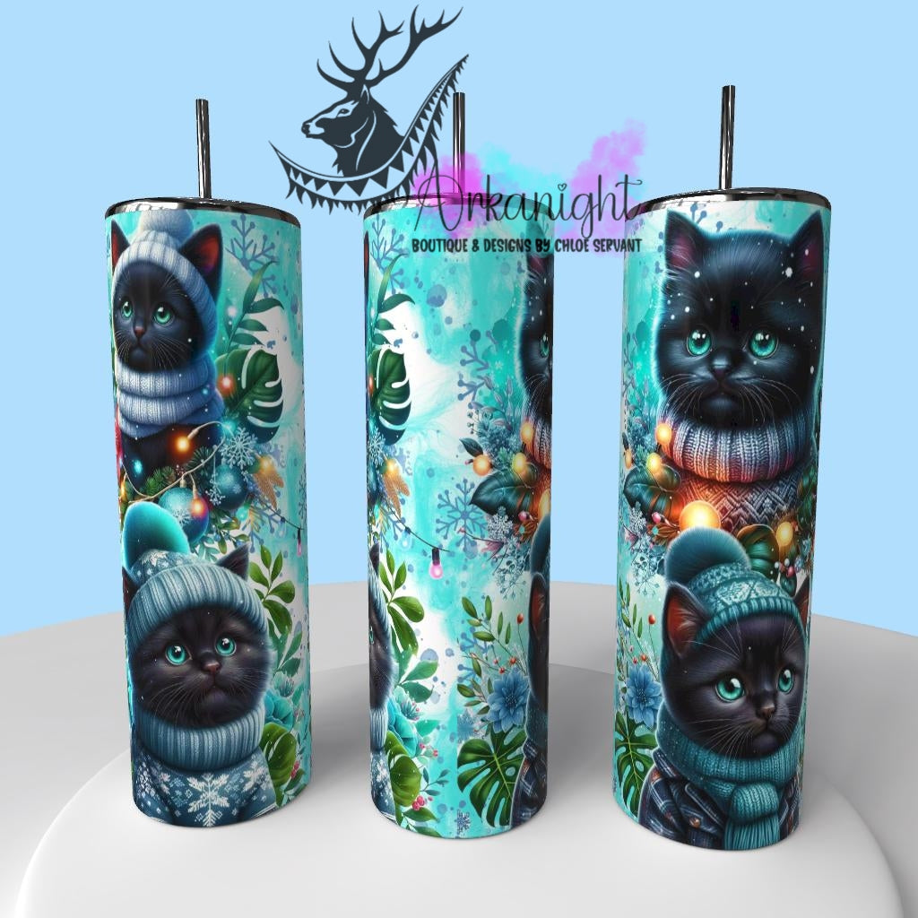 Gourde sur commande - Collection Hiver , Monstera & Chats  - Chaton Noir