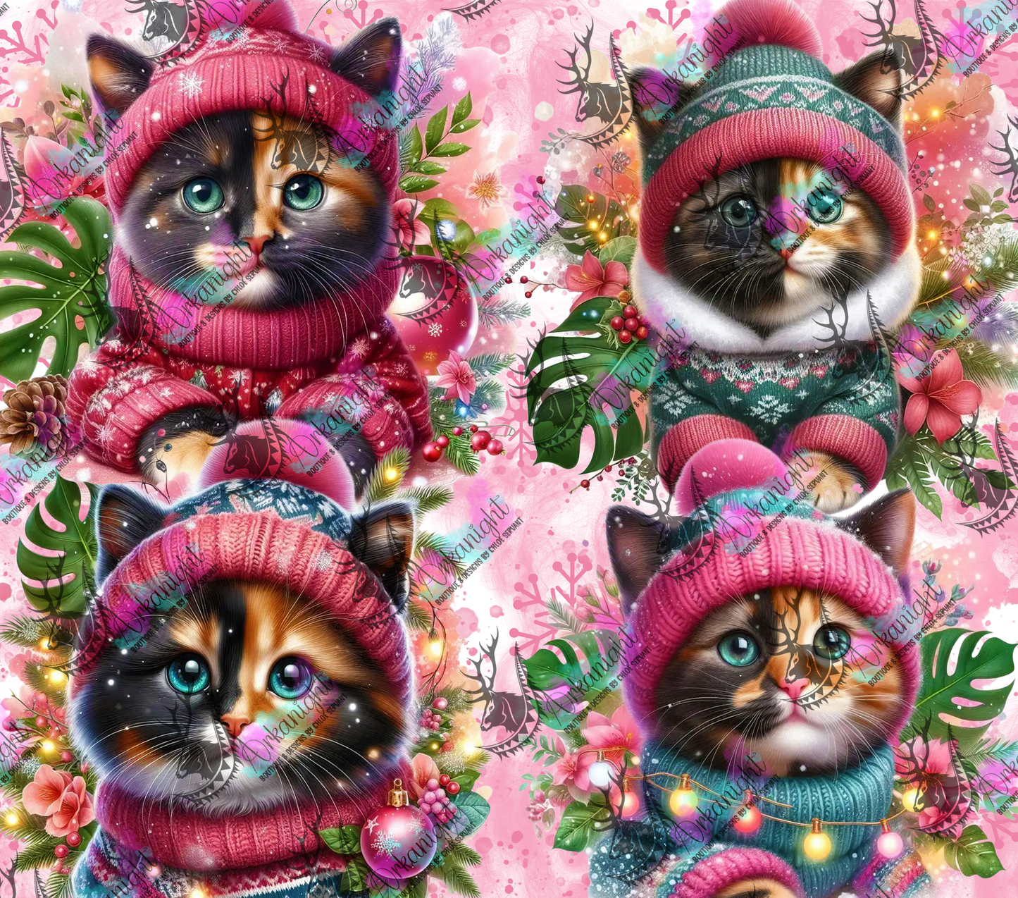 Numérique - Collection Hiver, Monstera & Chats - Chaton Écaille de tortue