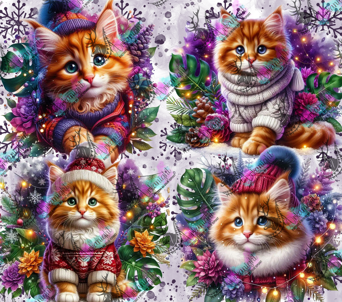 Numérique - Collection Hiver, Monstera & Chats - Chaton Mainecoon Roux