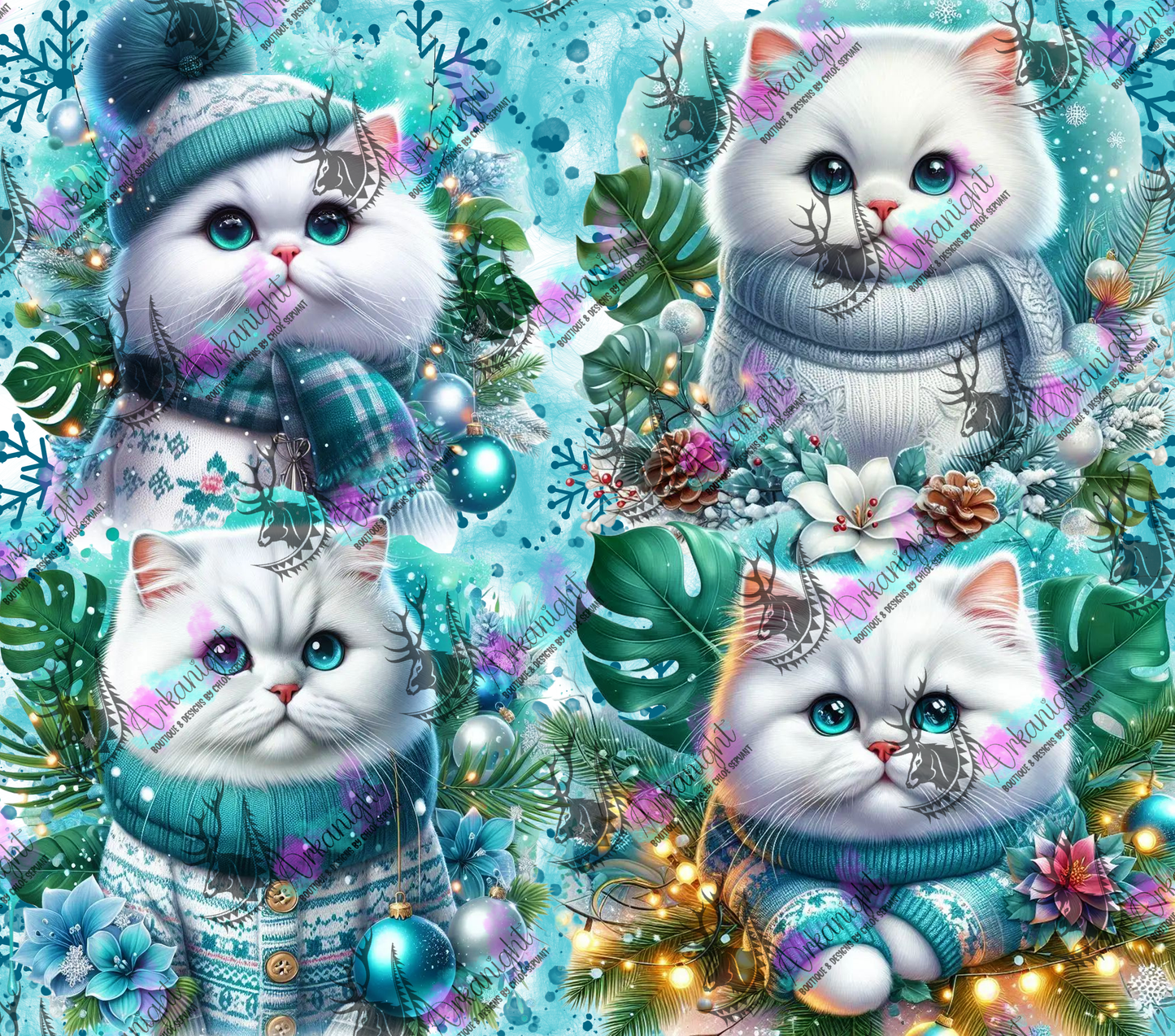 Numérique - Collection Hiver, Monstera & Chats - Persan Blanc