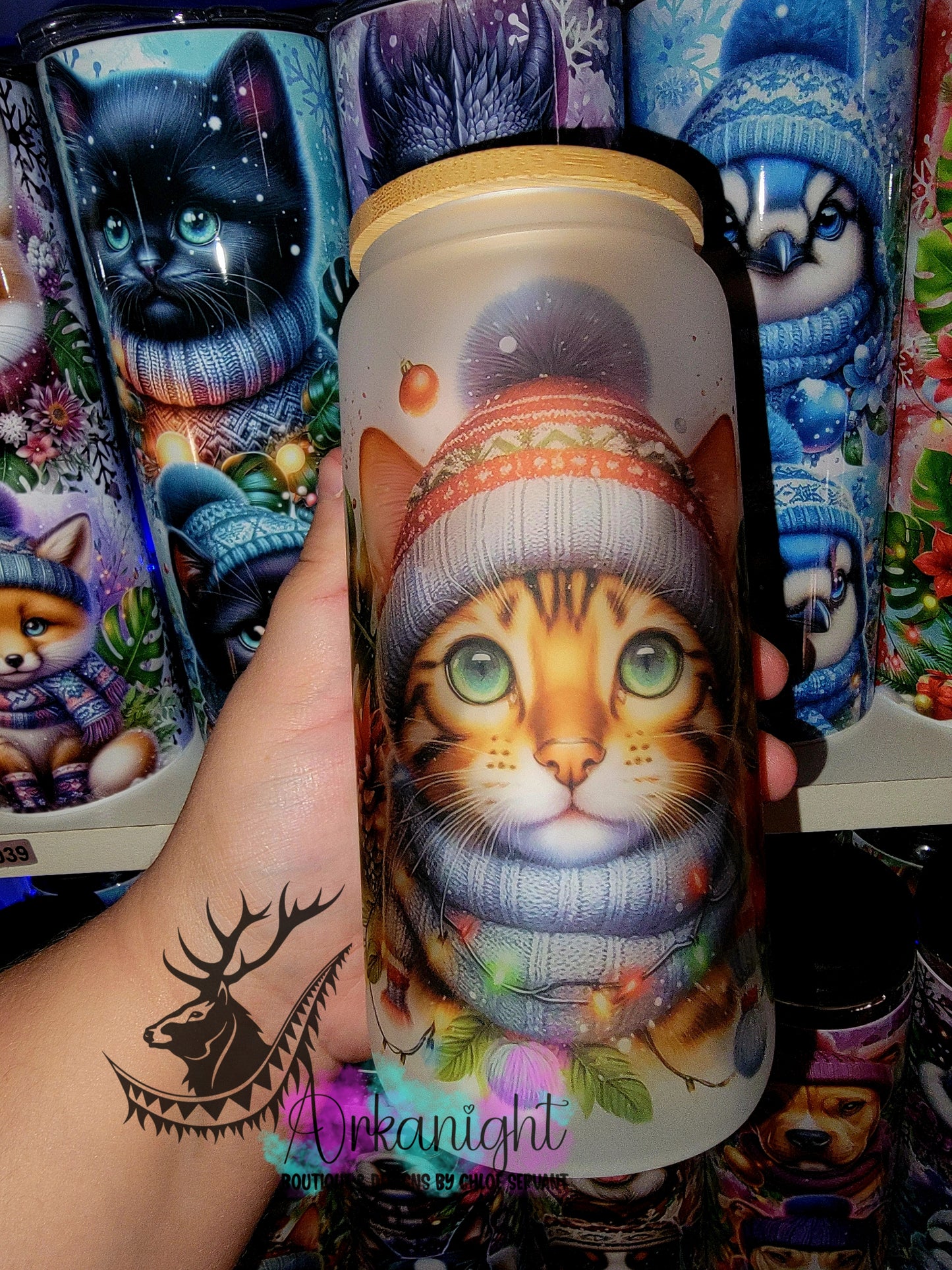 Verre en vitre givré 16oz & Couvercle en Bambou - Collection Hiver 2025 - Bengal