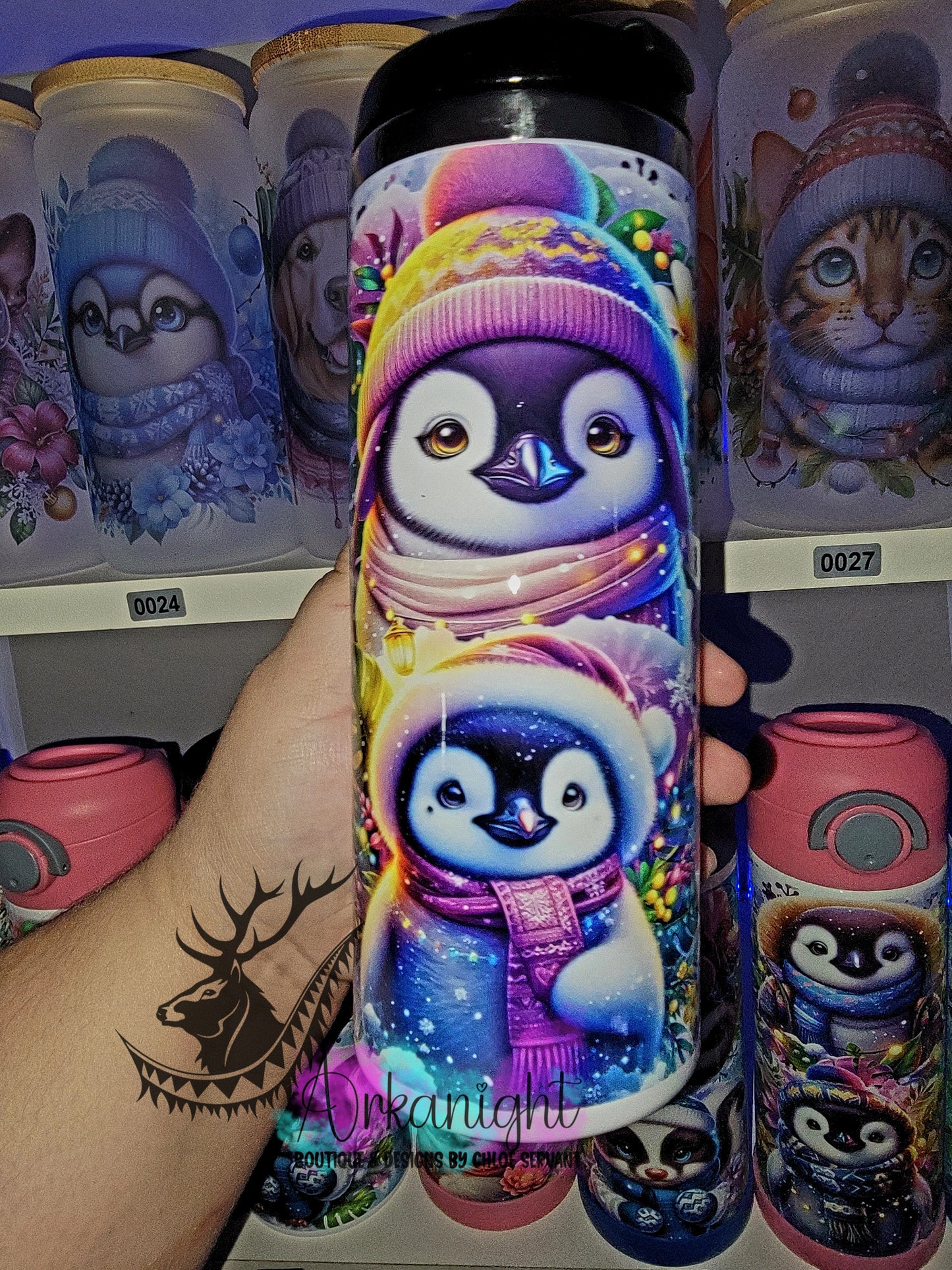 Gourde sur commande - Couvercle à café - 14 oz - Collection Hiver & Noël 2025 - Pingouin