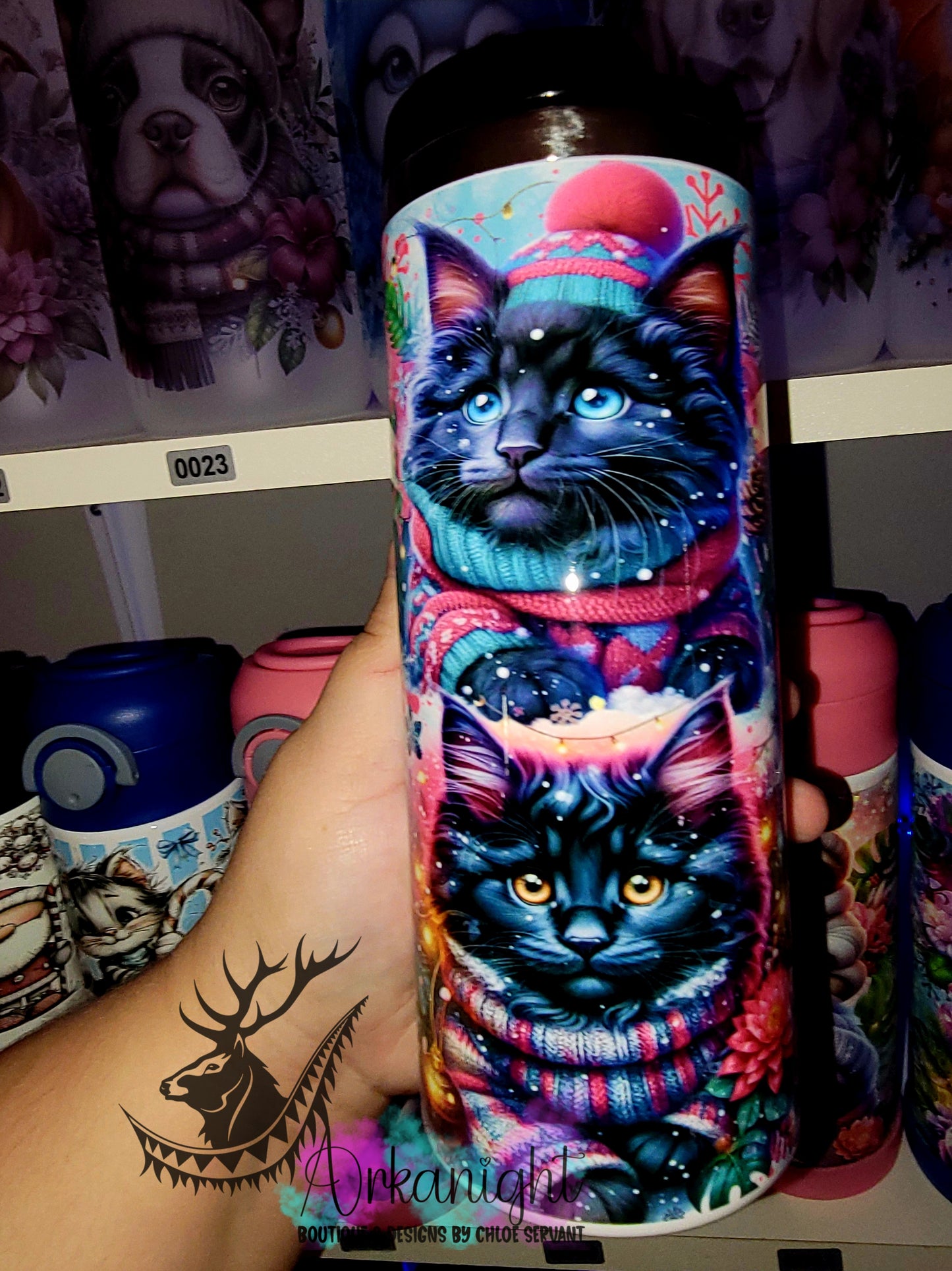 Gourde sur commande - Couvercle à café - 14 oz - Collection Hiver & Noël 2025 - Mainecoon Noir