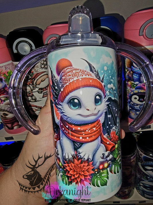 Gourde - Biberon Évolutif sur commande - Dragon d'Hiver Blanc & Noir & Rouge