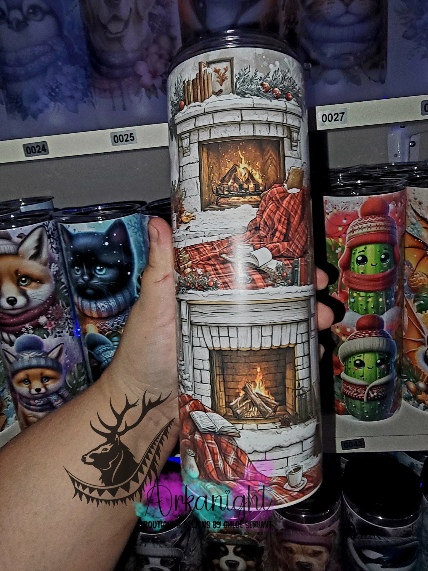 Numérique - Collection Hiver & Noël  2025 - Cheminée de Noël- Rouge