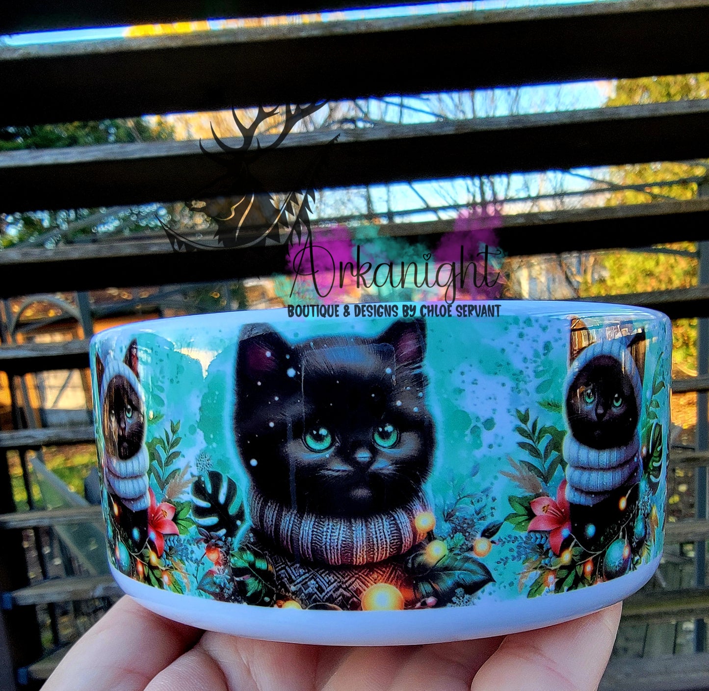 Gamelle en céramique sur commande - Collection Hiver & Noël 2025 - Chaton Noir