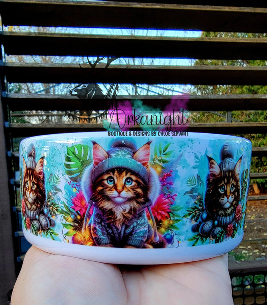 Gamelle en céramique sur commande - Collection Hiver & Noël 2025 - Mainecoon Tigré Brun