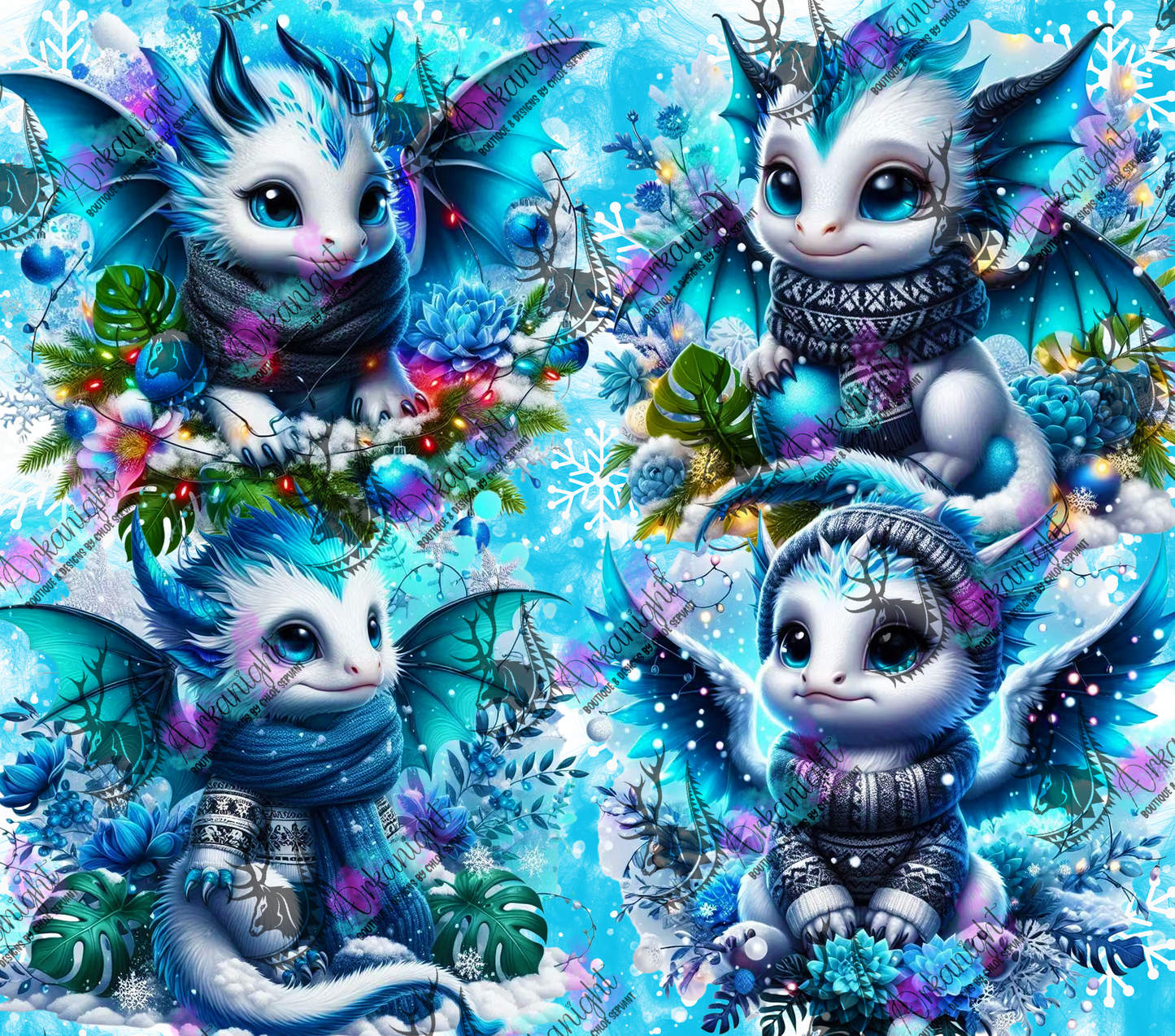 Numérique - Collection Hiver, Monstera & Dragon 2025 - Blanc, Noir & Turquoise