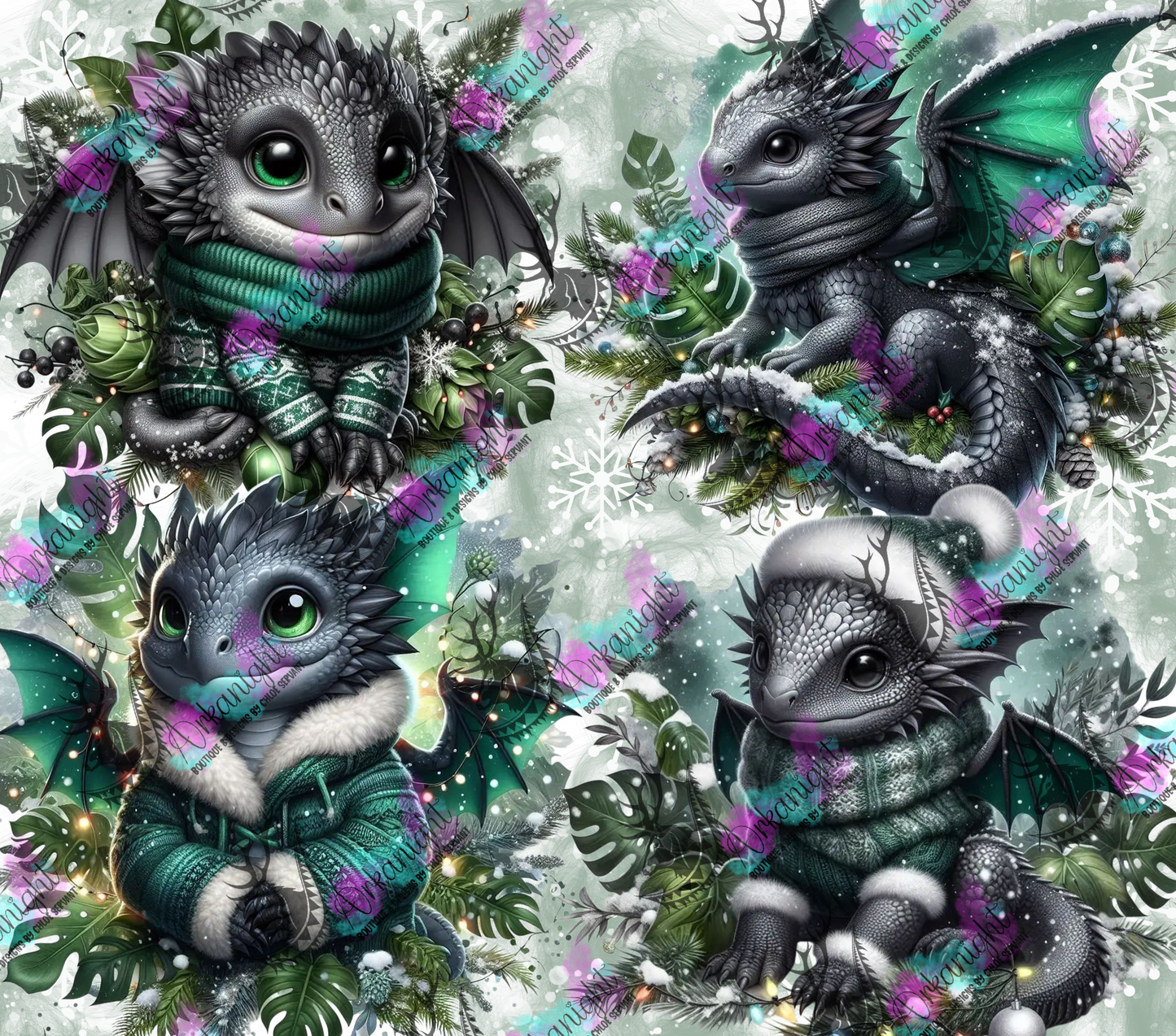 Numérique - Collection Hiver, Monstera & Dragon 2025 - Gris & Vert Forêt