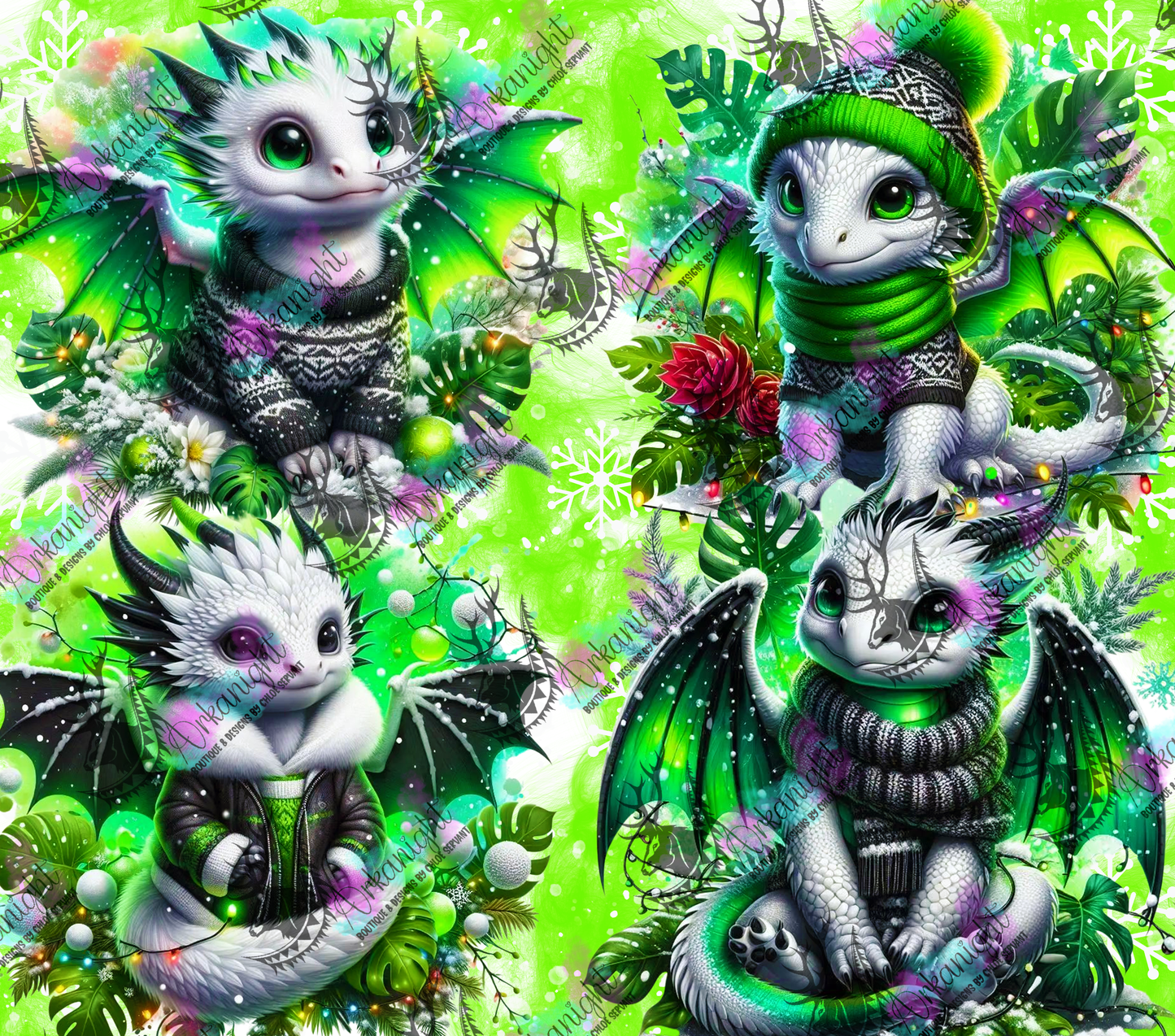 Numérique - Collection Hiver, Monstera & Dragon 2025 - Blanc & Vert Néon