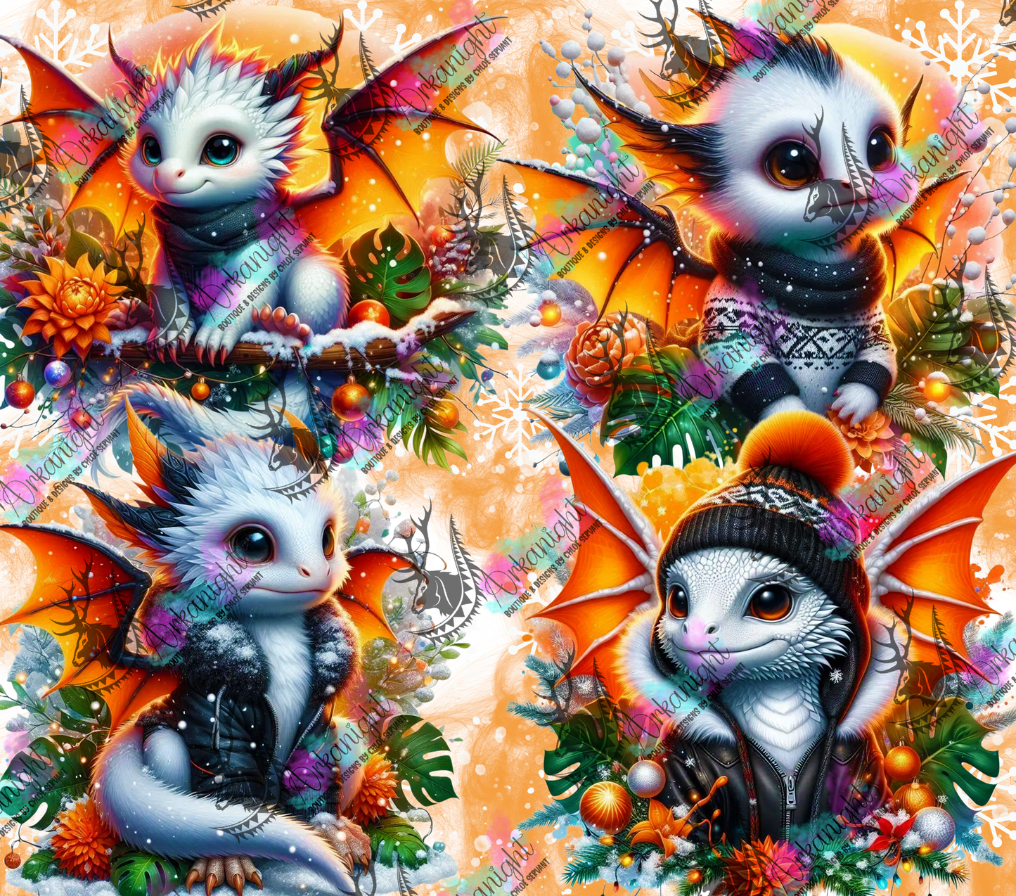 Numérique - Collection Hiver, Monstera & Dragon 2025 - Blanc & Orange Néon