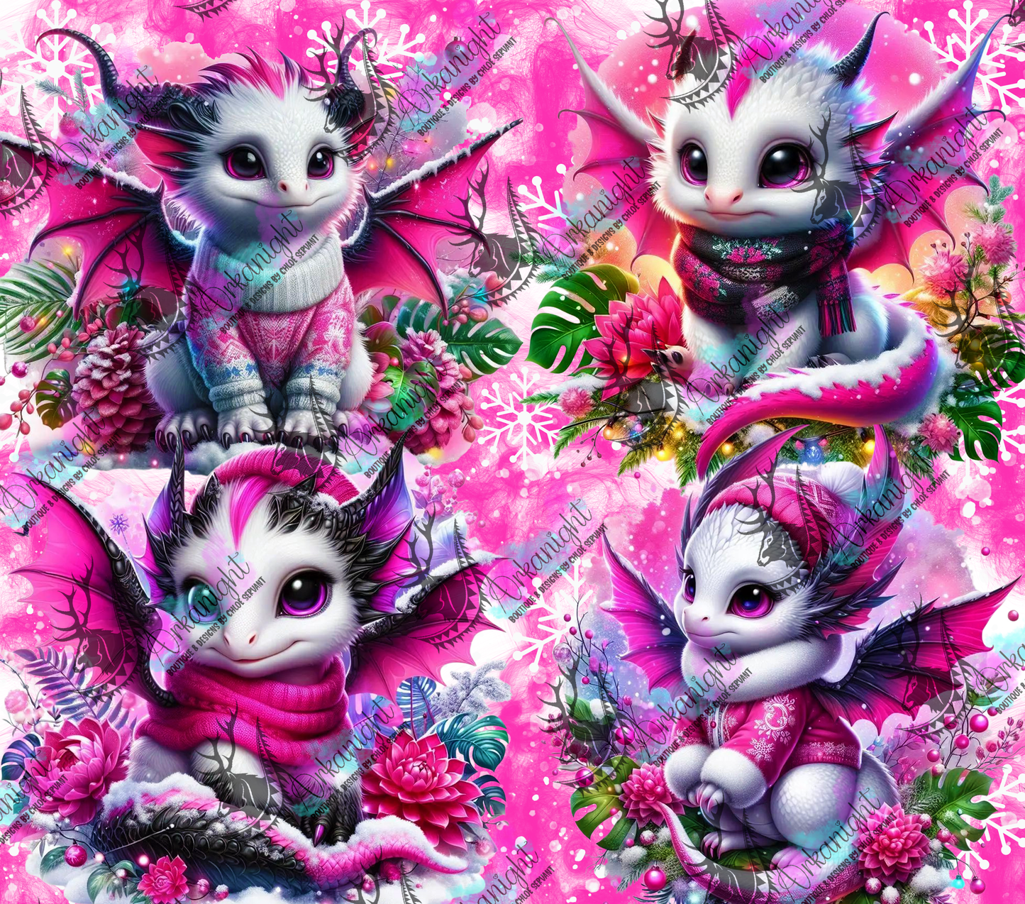 Numérique - Collection Hiver, Monstera & Dragon 2025 - Blanc & Rose Néon