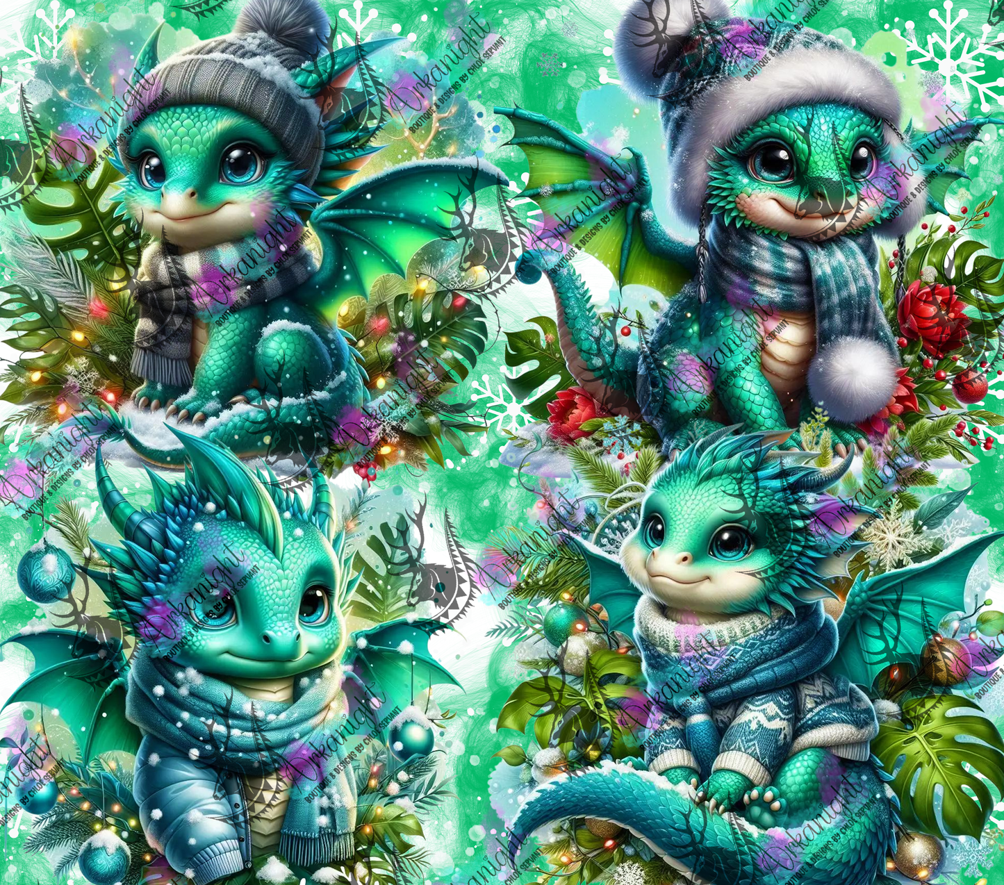 Numérique - Collection Hiver, Monstera & Dragon 2025 - Vert & Turquoise