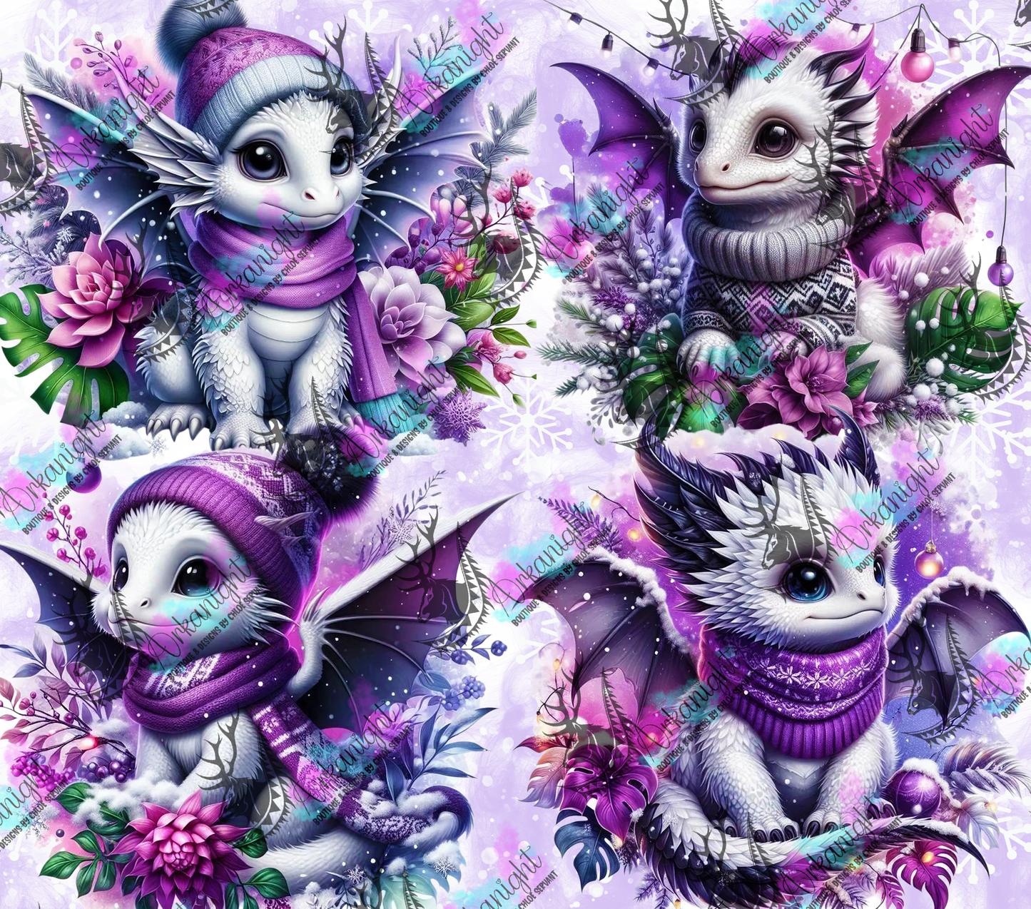 Numérique - Collection Hiver, Monstera & Dragon 2025 - Blanc, Noir & Lilas