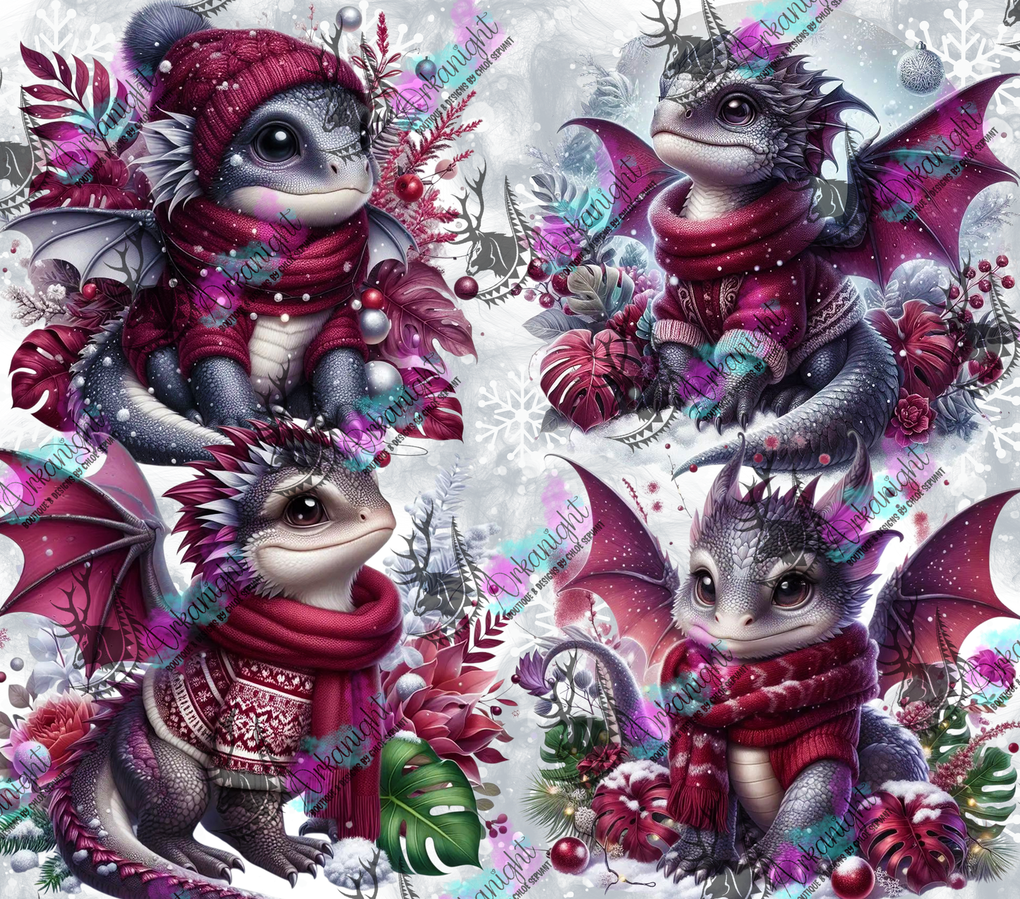 Numérique - Collection Hiver, Monstera & Dragon 2025 - Gris & Bourgogne