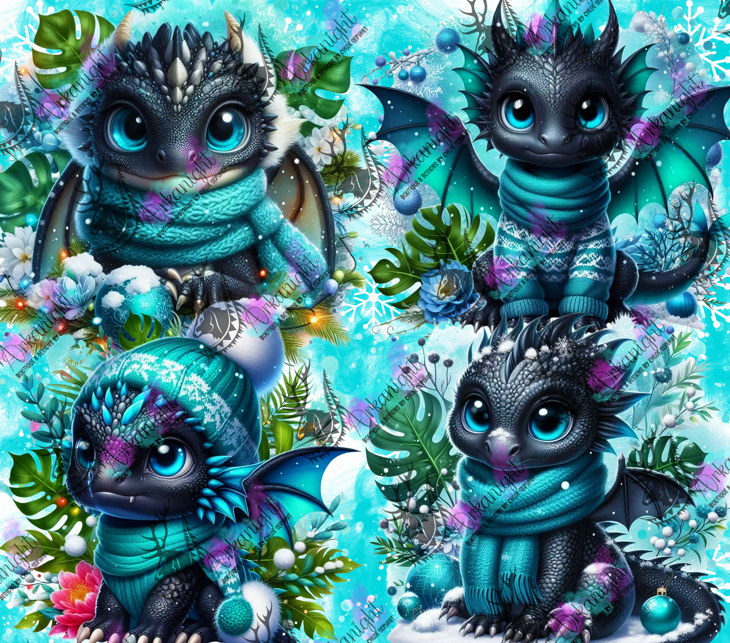 Numérique - Collection Hiver, Monstera & Dragon 2025 - Noir & Turquoise