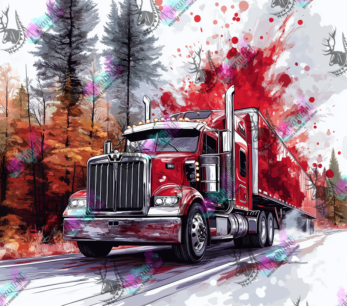 Numérique - watercolor Western Star - Rouge