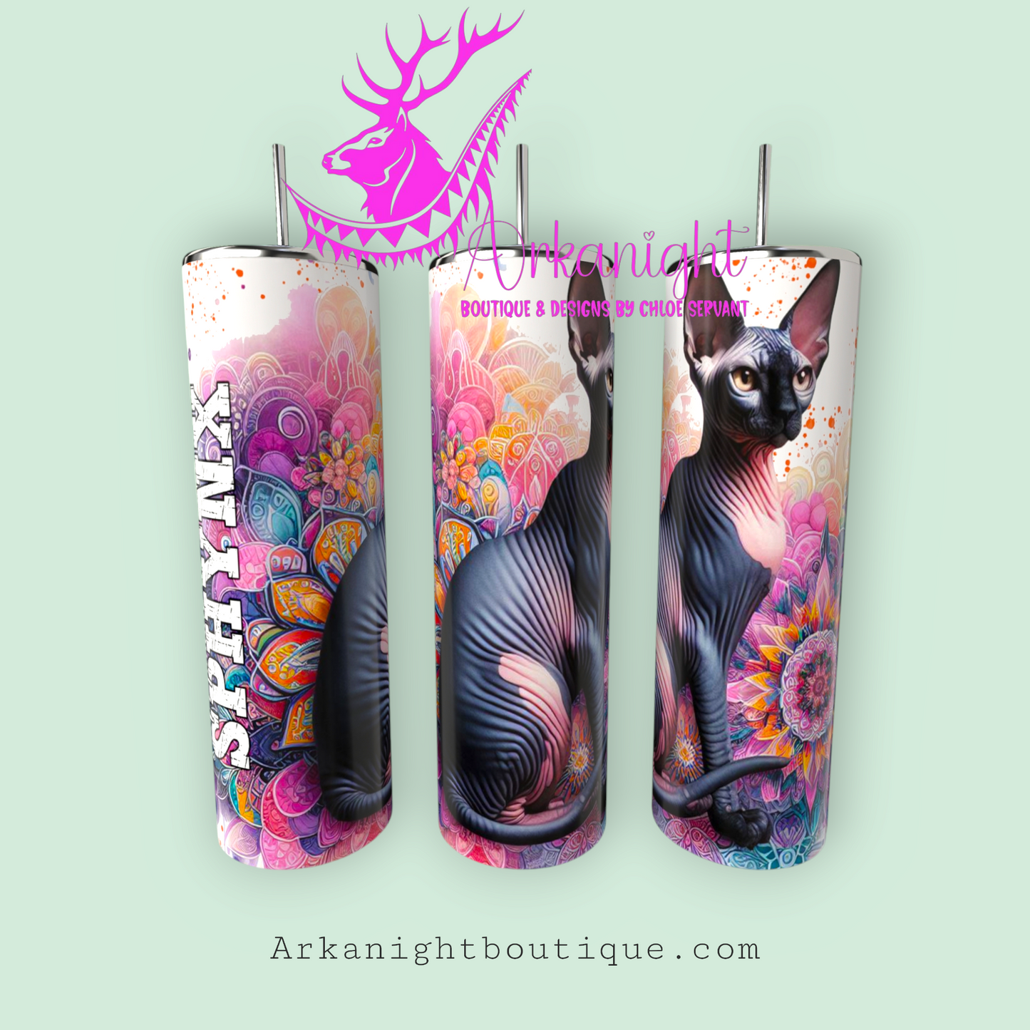 Numérique - Maman de Sphynx- Mandalas - Noir - 03