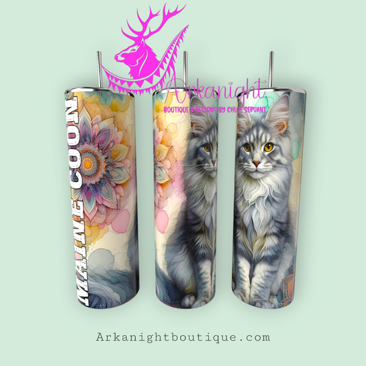 Gourde sur commande - Maman de Maine Coon - Mandalas - Gris - 02