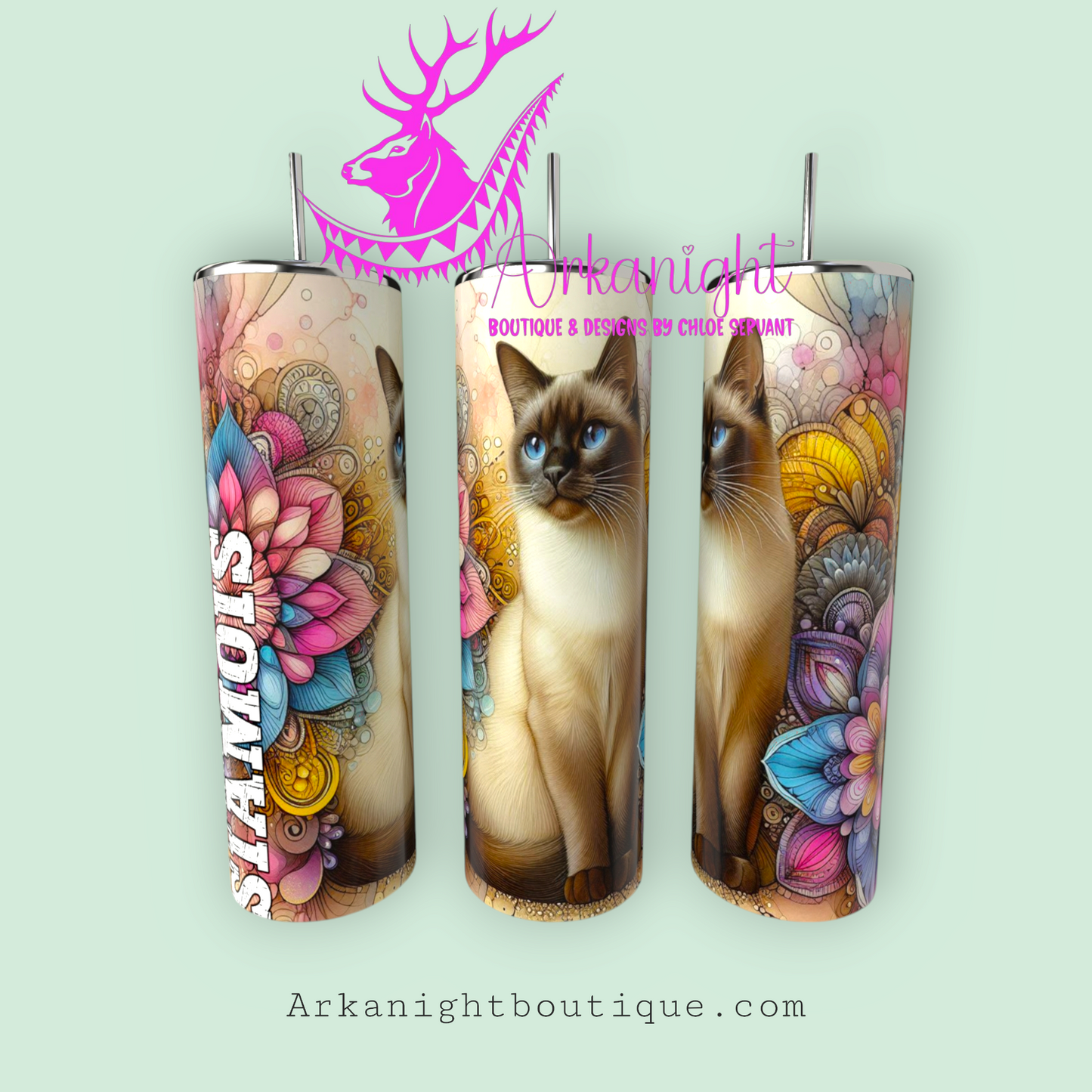 Gourde sur commande - Maman de Siamois - Mandalas