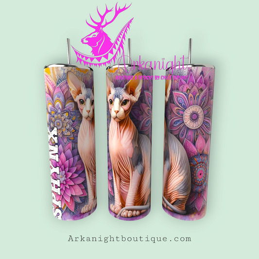 Gourde sur commande - Maman de Sphynx - Mandalas - peau - 01
