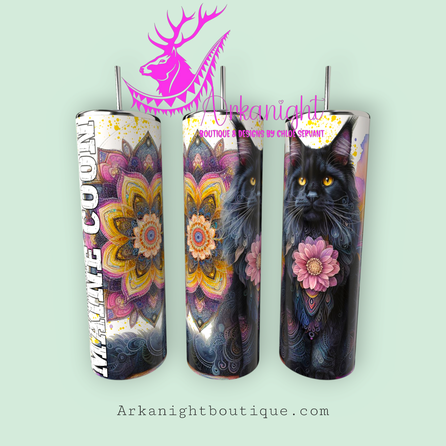 Numérique - Maman de Maine Coon - Mandalas - Noir - 03