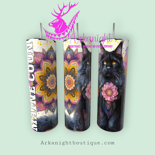Gourde sur commande - Maman de Maine Coon - Mandalas - Noir - 03