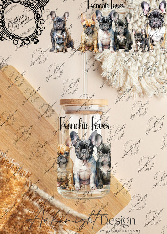 0266 -UV DTF - 16 oz libbey glass - Frenchie Lover