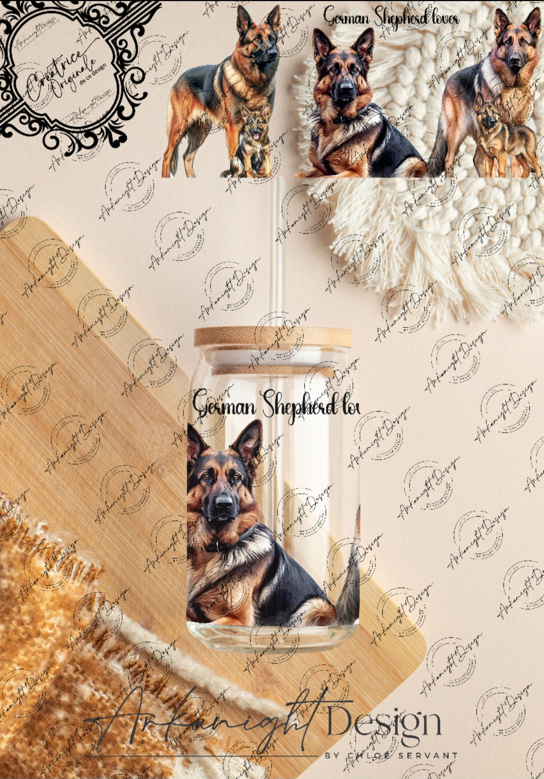 0267 -UV DTF - 16 oz libbey glass - German Shepherd Lover