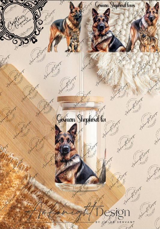 0267 -UV DTF - 16 oz libbey glass - German Shepherd Lover