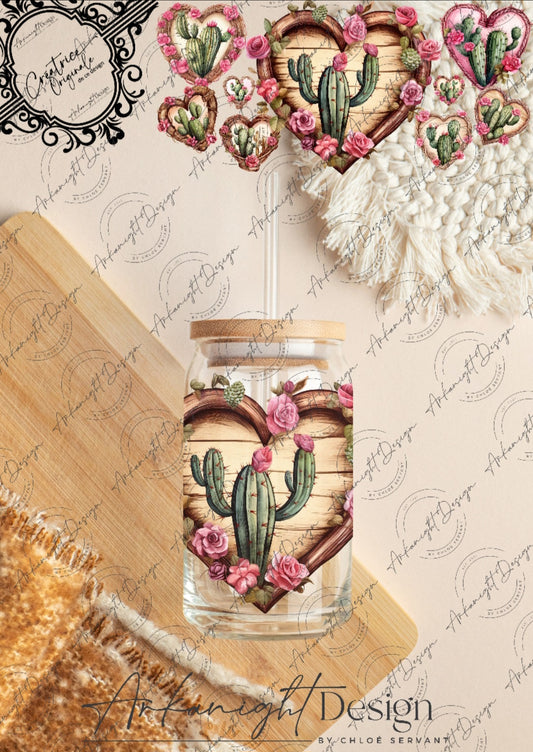 0228 -UV DTF - 16 oz libbey glass - Western Cactus