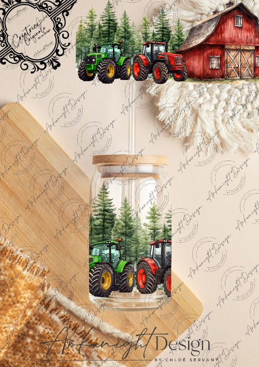 0129 -UV DTF - 16 oz libbey glass - Tractor