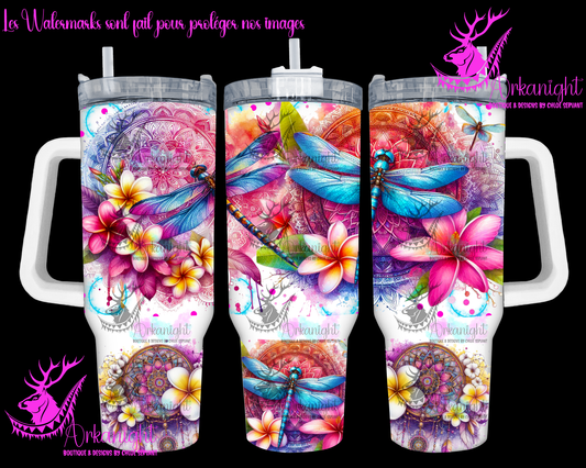 Gourde 40 oz sur commande -  Watercolor Mandalas Fireflies