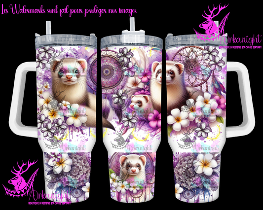 Gourde 40 oz sur commande -  Watercolor Mandalas Furret