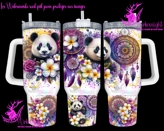 Numérique 40 oz - Watercolor Mandalas Panda