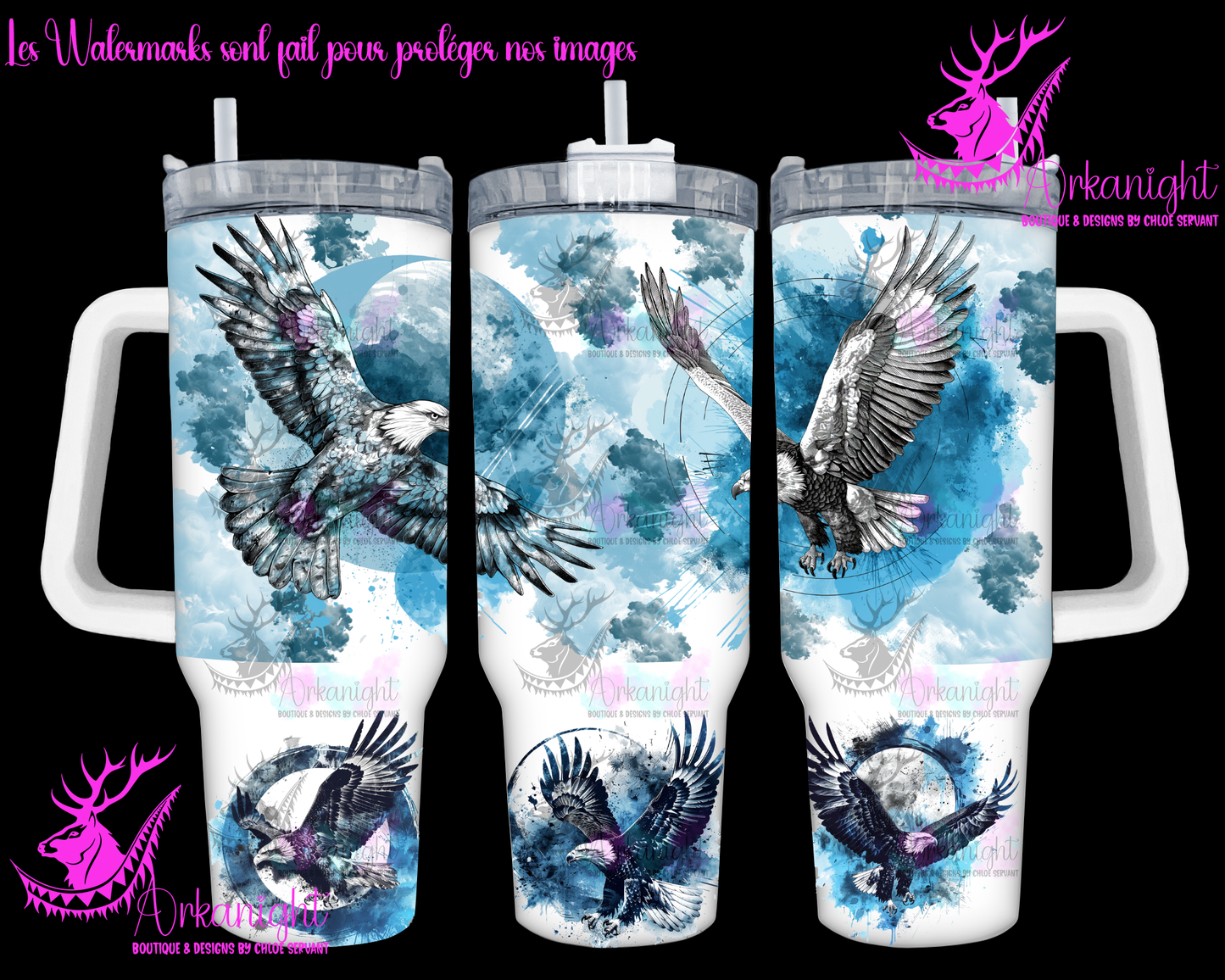 Gourde 40 oz sur commande - Lines Arts Eagle