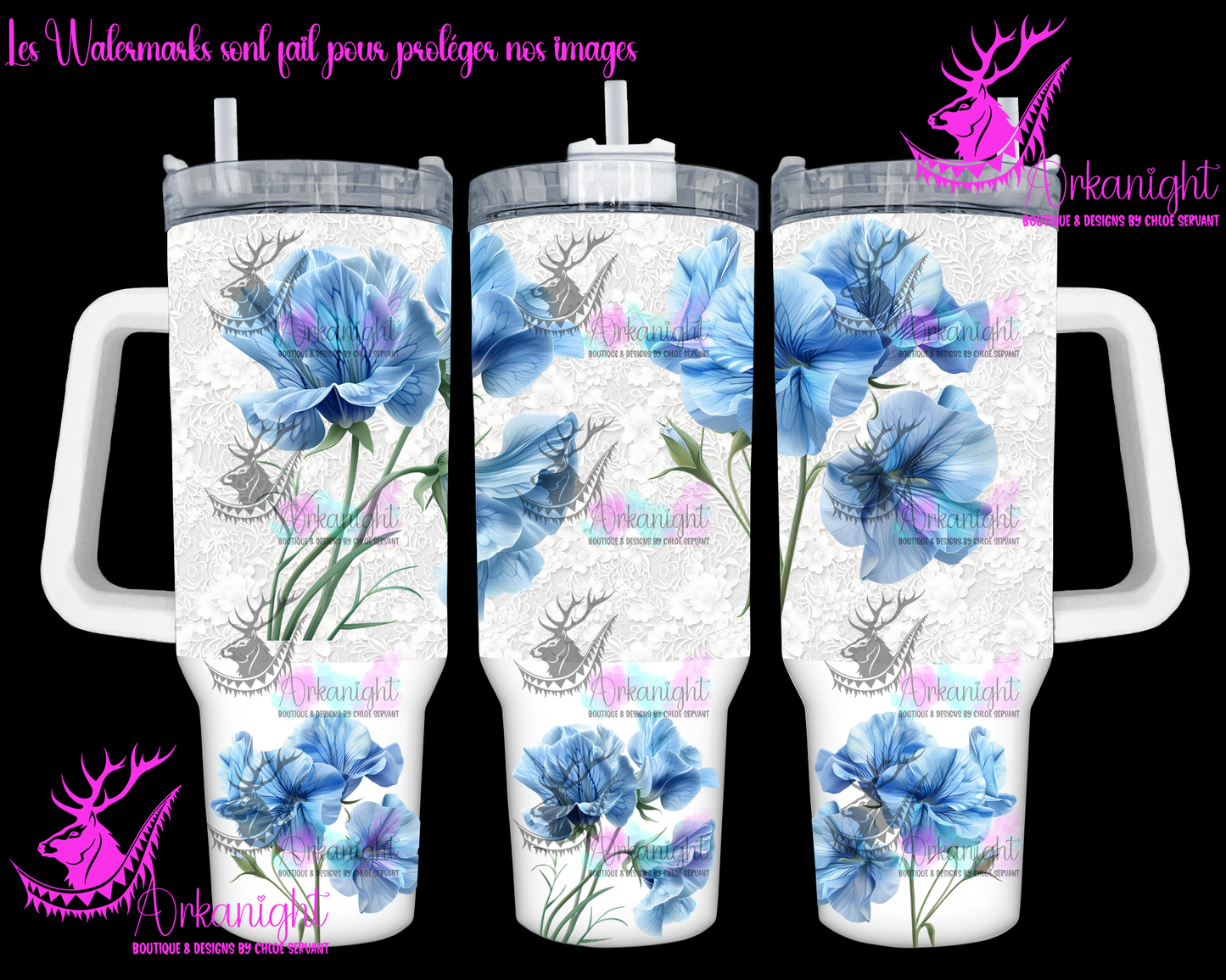 Numérique 40 oz - Blue Sweet Pea and Lace