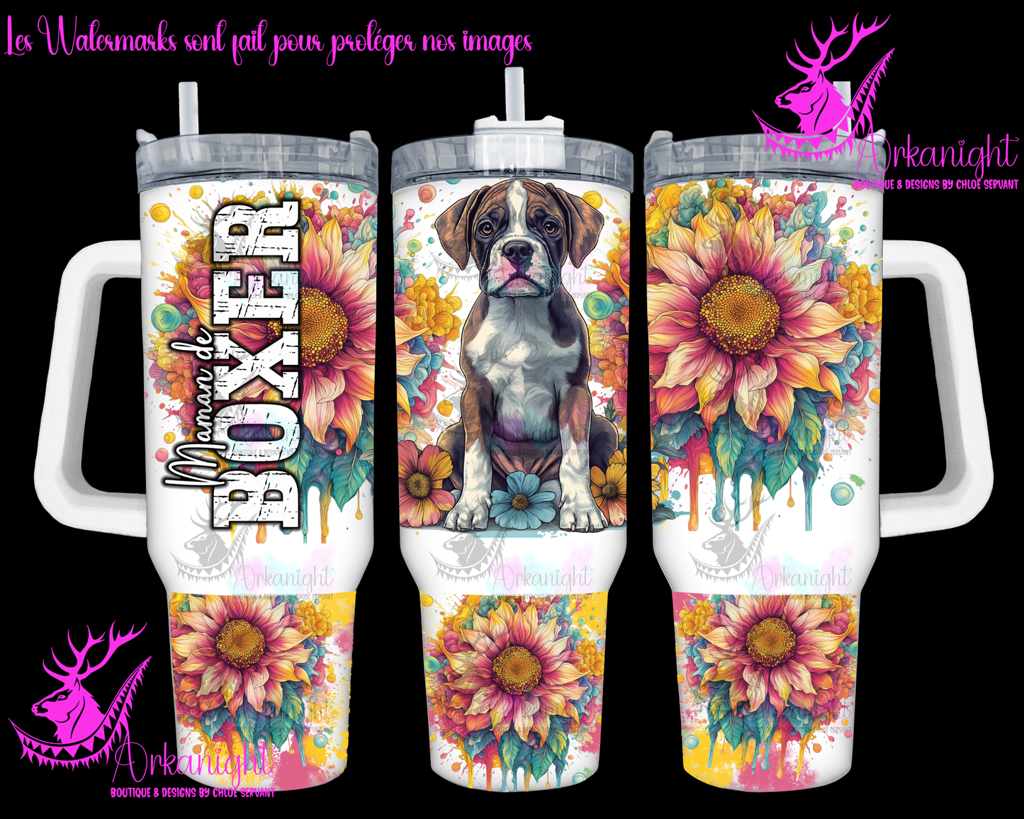 Gourde 40 oz sur commande -  Maman de Boxer - Brindle