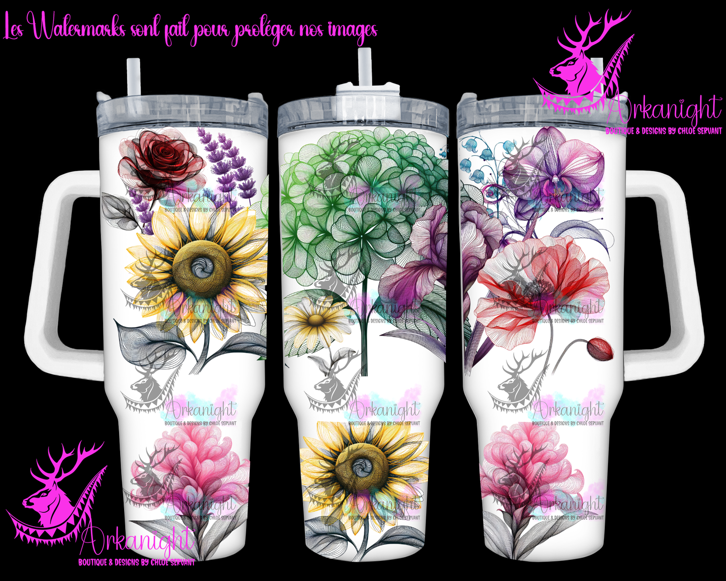 Gourde 40 oz sur commande - Summer Bloom