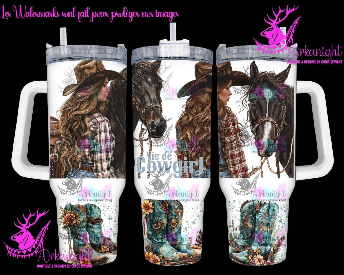 Gourde 40 oz sur commande - Vie de Cowgirl